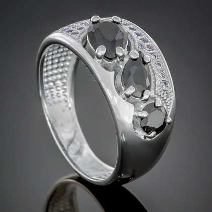 Перстень 426 цирконій ч/цирконій б Rh Timofeev