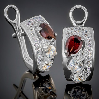 Сережки 426 гранат/цирконій Rh Timofeev