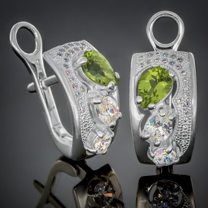 Сережки 426 хризоліт/цирконій Rh Timofeev