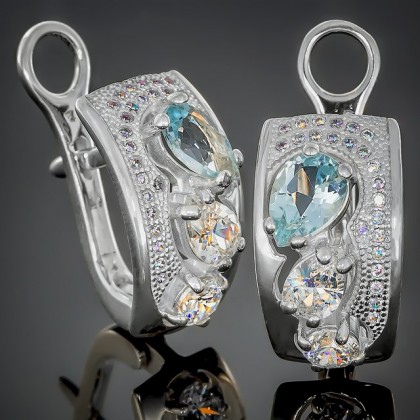 Сережки 426 топаз/цирконій Rh Timofeev