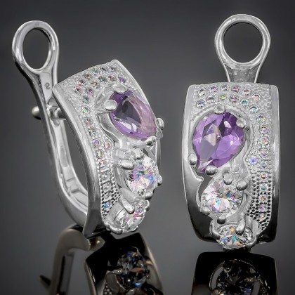 Сережки 426 аметист/цирконій Rh Timofeev