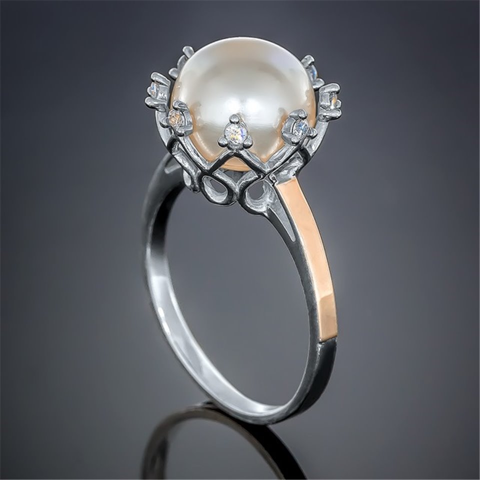 Перстень 440 перлина біла Rh Timofeev