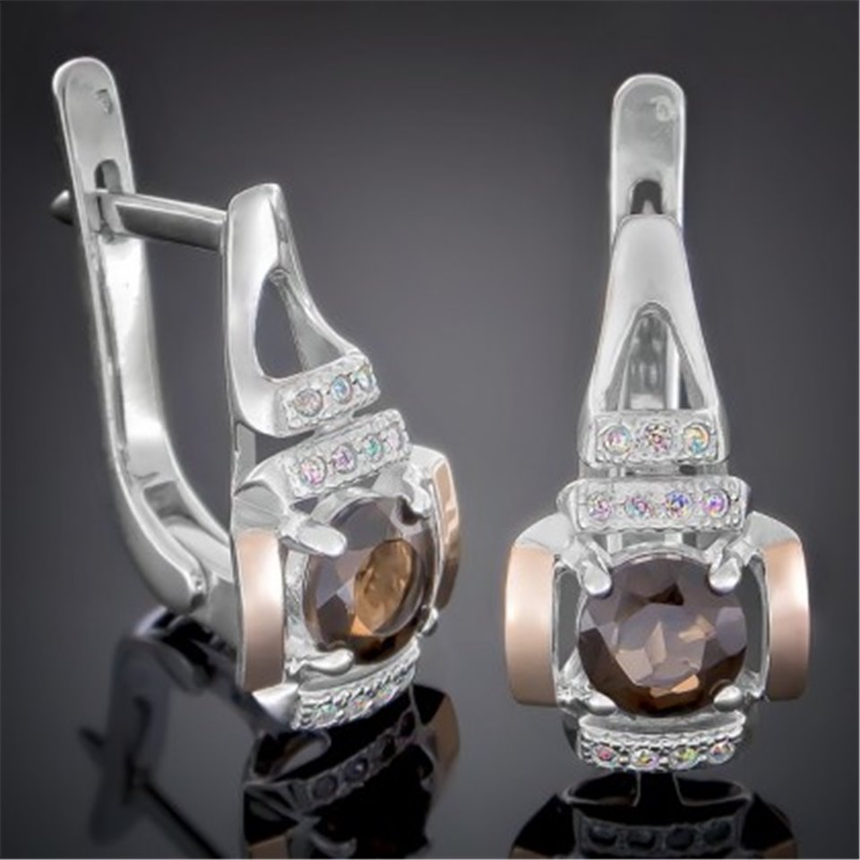 Сережки 400 раухтопаз Rh Timofeev