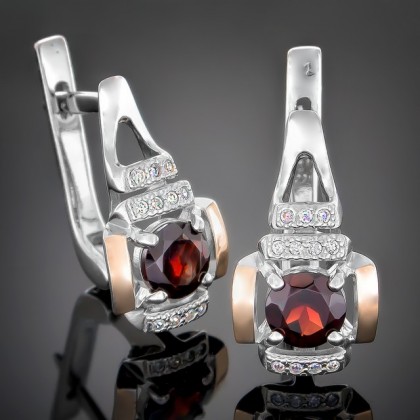 Сережки 400 гранат Rh Timofeev