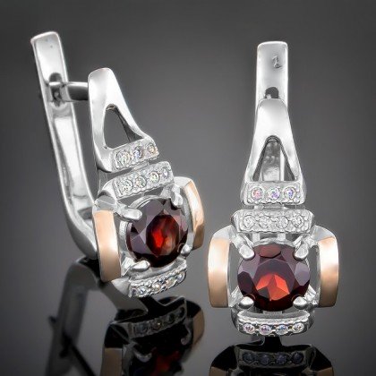 Сережки 400 гранат Rh Timofeev