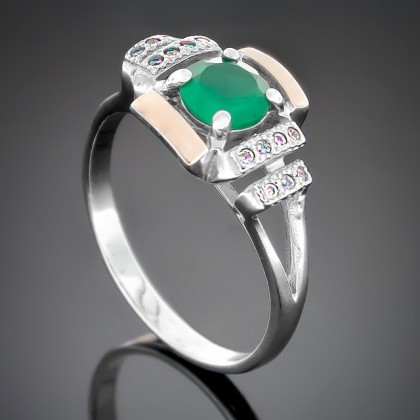 Перстень 400 агат зелений Rh Timofeev