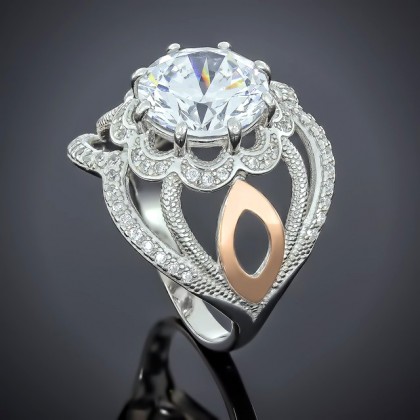 Перстень 508 цирконій білий Rh Timofeev