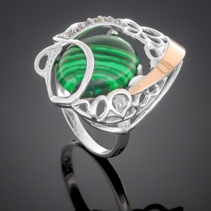 Перстень 316 малахіт імітація Rh Timofeev