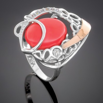 Перстень 316 корал Rh Timofeev