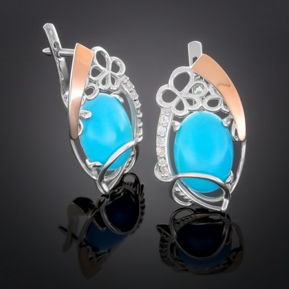 Сережки 316 бірюза Rh Timofeev