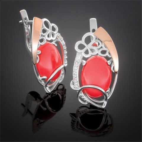 Сережки 316 корал Rh Timofeev