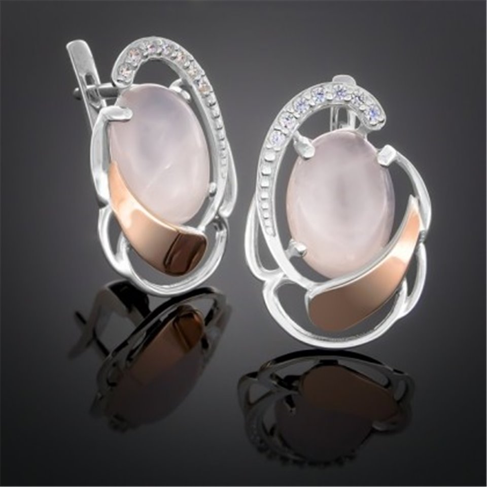 Сережки 314 кварц рожевий Rh Timofeev