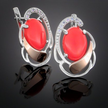 Сережки 314 корал Rh Timofeev