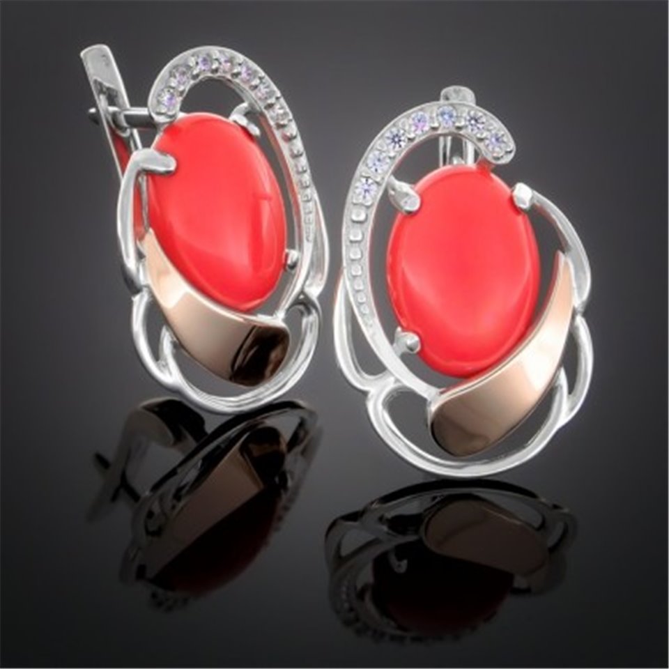 Сережки 314 корал Rh Timofeev