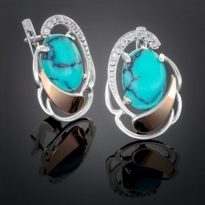 Сережки 314 бірюза Rh Timofeev