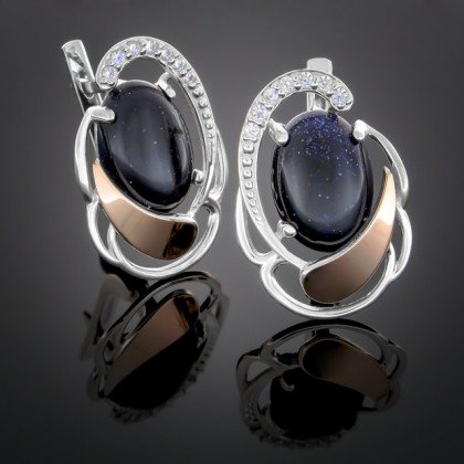 Сережки 314 авантюрин синій Rh Timofeev