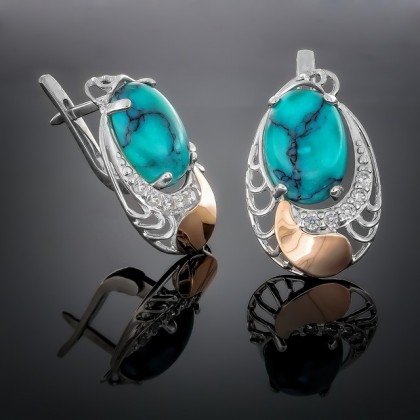 Сережки 310 бірюза імітація Rh Timofeev