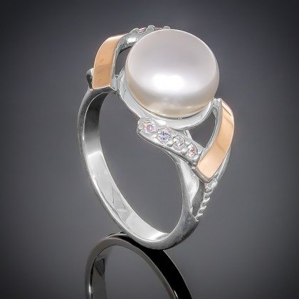 Перстень 372 перлина біла Rh Timofeev