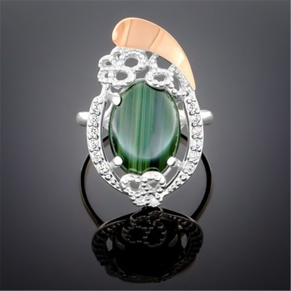 Перстень 318 малахіт Rh Timofeev
