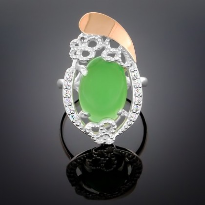 Перстень 318 агат зелений Rh Timofeev 2