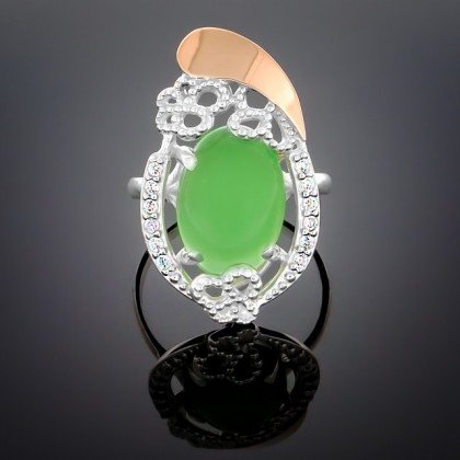 Перстень 318 агат зелений Rh Timofeev 2