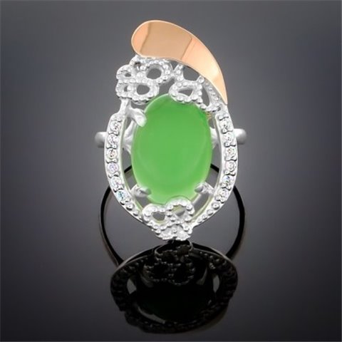 Перстень 318 агат зелений Rh Timofeev