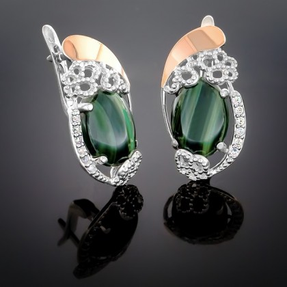 Сережки 318 малахіт Rh Timofeev