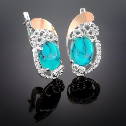 Сережки 318 бірюза Rh Timofeev