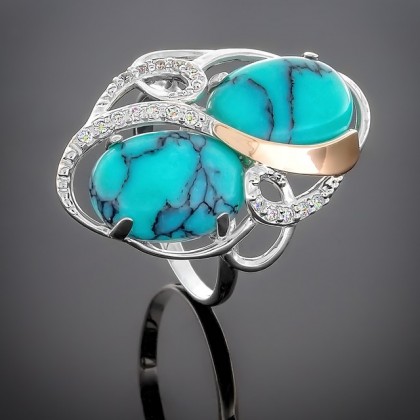 Перстень 317 бірюза імітація Rh Timofeev