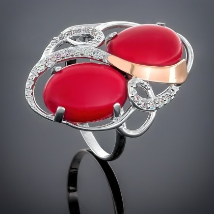 Перстень 317 корал Rh Timofeev