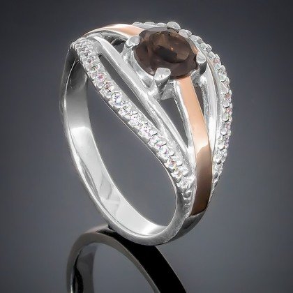 Перстень 377 раухтопаз Rh Timofeev