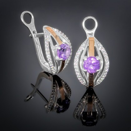 Сережки 377 аметист Rh Timofeev