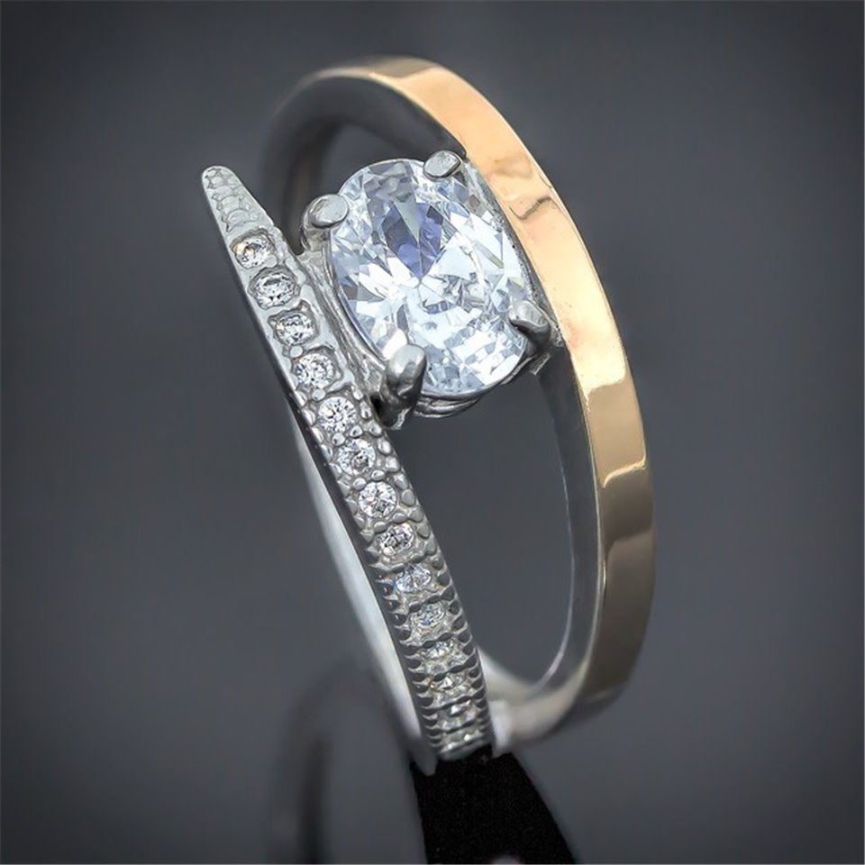 Перстень 496 цирконій білий Rh Timofeev