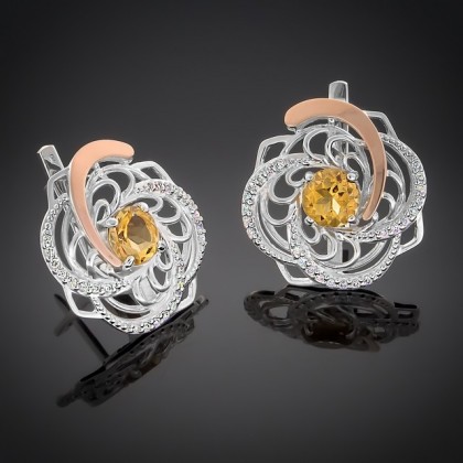 Сережки 349 цитрин Rh Timofeev