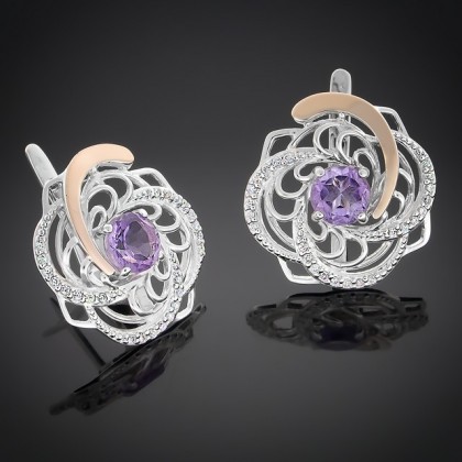 Сережки 349 аметист Rh Timofeev