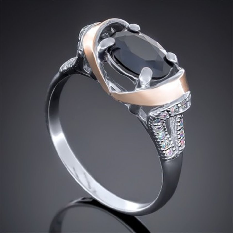 Перстень 404 цирконій чорний Rh Timofeev