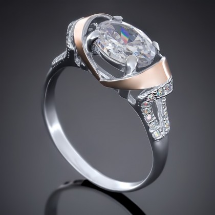 Перстень 404 цирконій білий Rh Timofeev