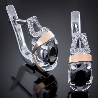Сережки 404 цирконій чорний Rh Timofeev