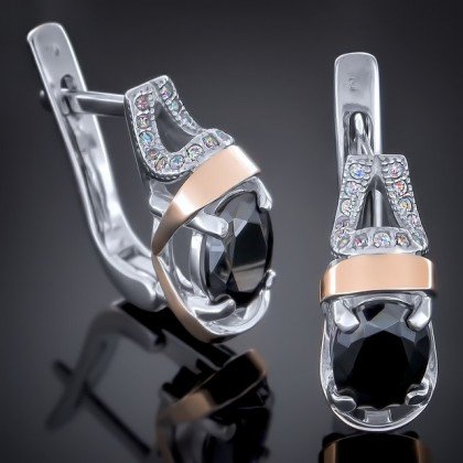 Сережки 404 цирконій чорний Rh Timofeev
