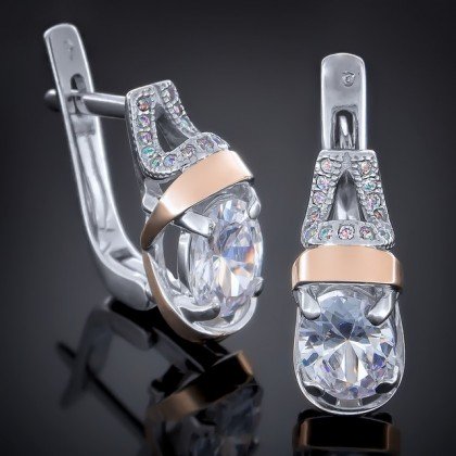 Сережки 404 цирконій білий Rh Timofeev