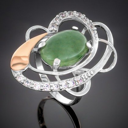Перстень 308 авантюрин зелений Rh Timofeev
