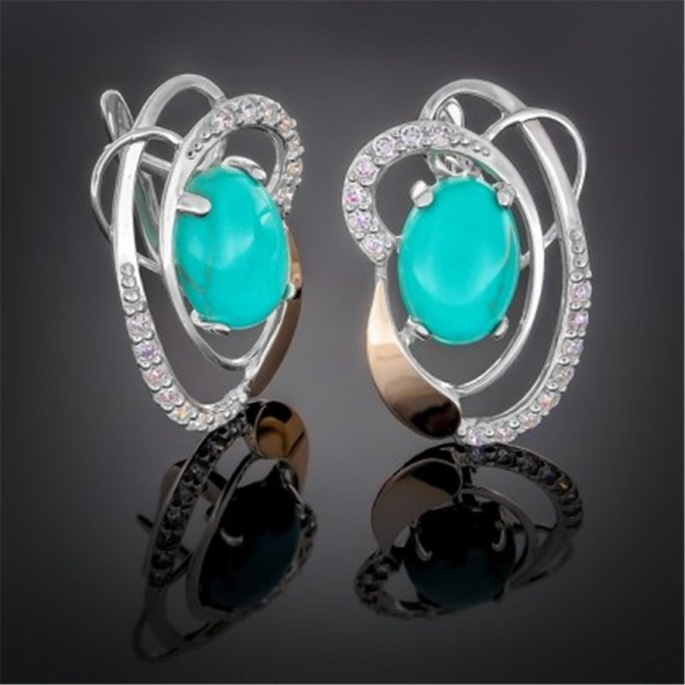 Сережки 308 бірюза Rh Timofeev