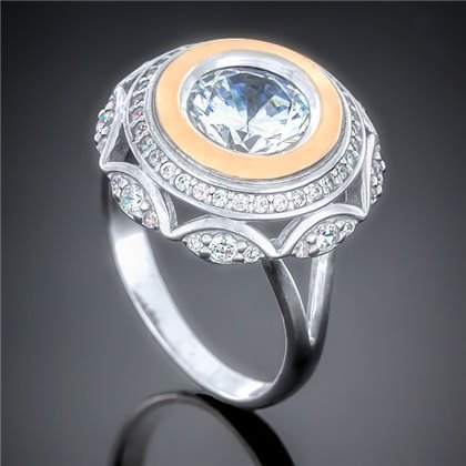 Перстень 488 цирконій білий Rh Timofeev