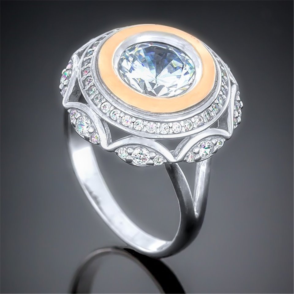 Перстень 488 цирконій білий Rh Timofeev