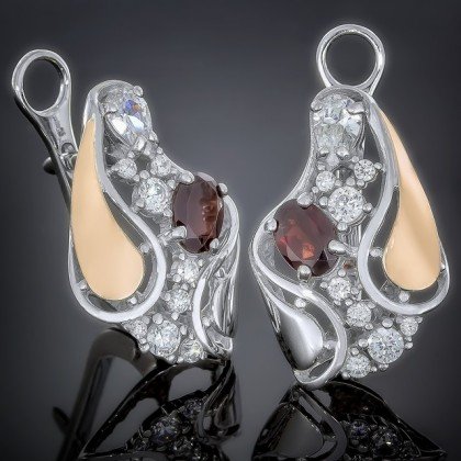 Сережки 421 гранат Rh Timofeev