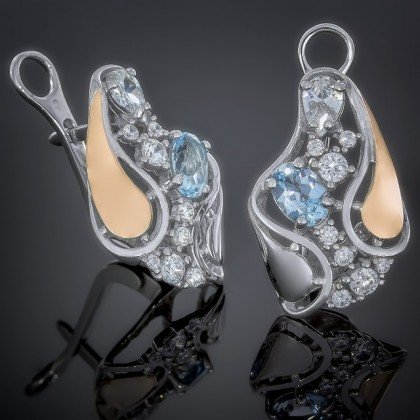 Сережки 421 топаз Rh Timofeev