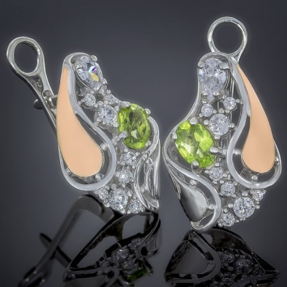 Сережки 421 хризоліт Rh Timofeev