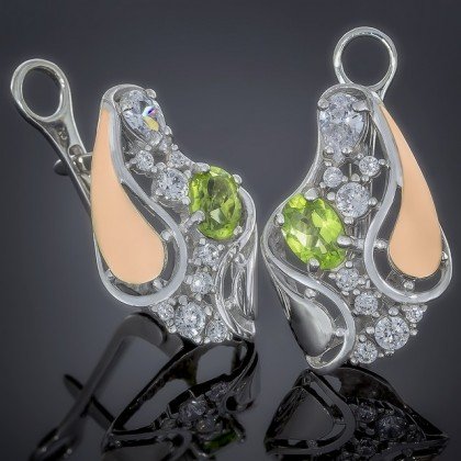 Сережки 421 хризоліт Rh Timofeev