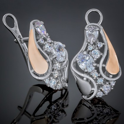 Сережки 421 цирконій білий Rh Timofeev