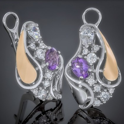 Сережки 421 аметист Rh Timofeev